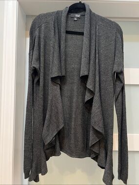 a.n.a Charcoal Gray Draped Open-Front Women's Cardigan